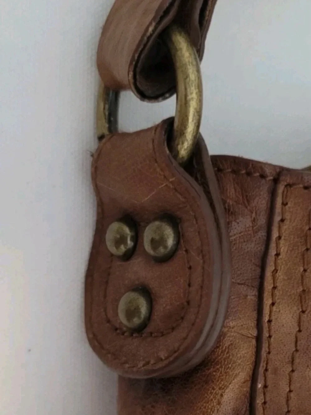 Sam Edelman Tumbled Leather Hobo Shoulder Bag Brown Y2K